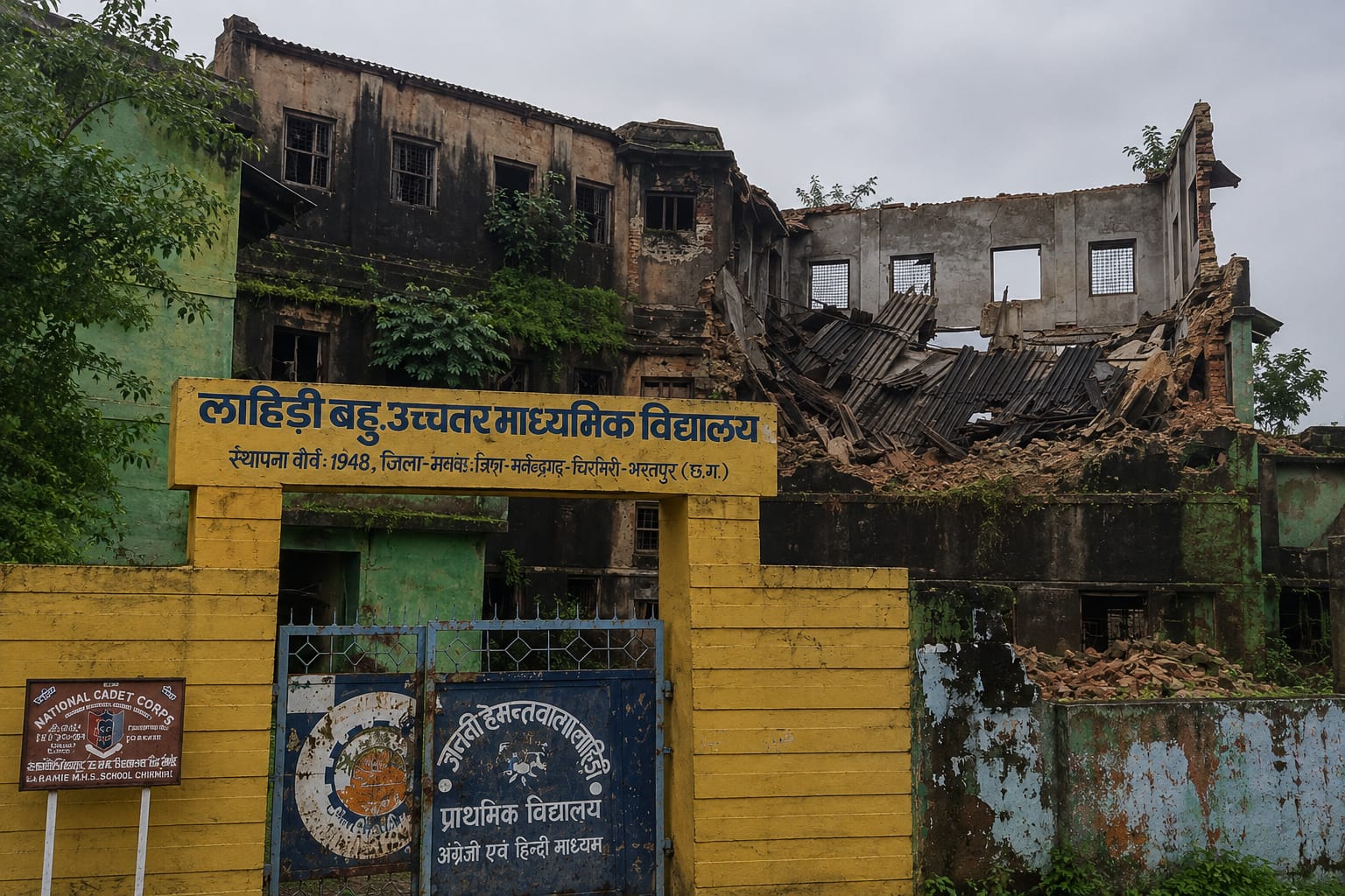 चिरमिरी के इतिहास का एक अध्याय खत्म: लाहिड़ी स्कूल की ऐतिहासिक इमारत मलबे में, 1948 से जुड़ी हैं हजारों यादें